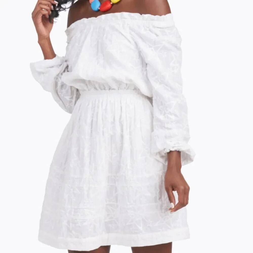 BURU On & Off Shoulder Mini Dress White Star Womens Small